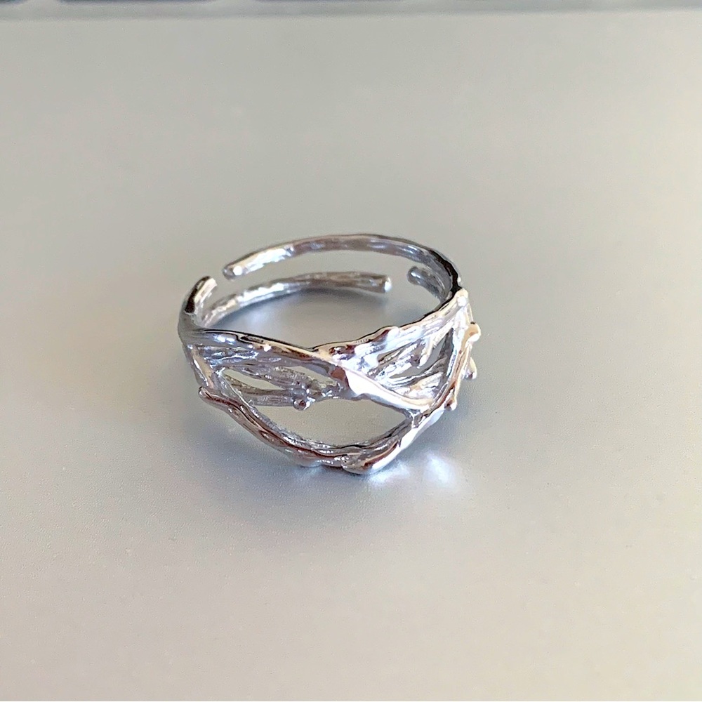 Irregular silver ring net ring multi layer ring sterling silver ring